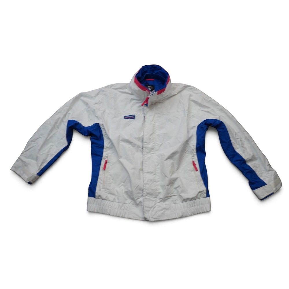Columbia Bugaboo Jacket Womens Large White Blue Good Vintage Retro Colorblock